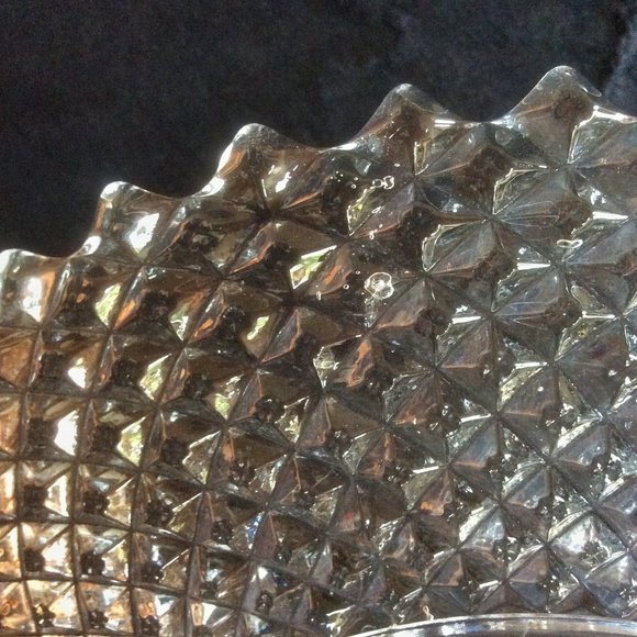 Vintage Clear Glass Serving Plate 10" Diamond Pattern Classic Glass Platter - Picture 6 of 6